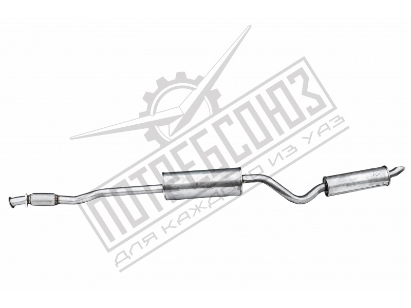 Глушитель с резонатором УАЗ ПАТРИОТ ЗМЗ 40905 ЕВРО 4 (с 2013 до 11.2016г.) НЕРЖАВЕЙКА (ТЕХНОКОМ) / 3163-1201008-01