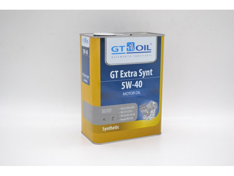 Масло моторное синтетическое для бензиновых моторов GT EXTRA SYNT 5W40 (4л) Одобрено ОАО 