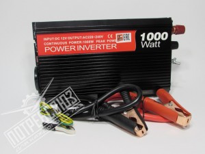 Инвертор напряжения автомобильный 12/220V 1000W, 1 розетка, 1 USB-порт 