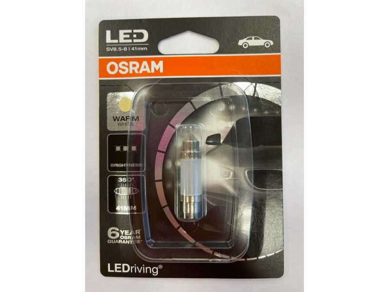 Лампа светодиодная C5W 12 v (41 мм) OSRAM  теплый белый 4000 к / 6499WW01B LED