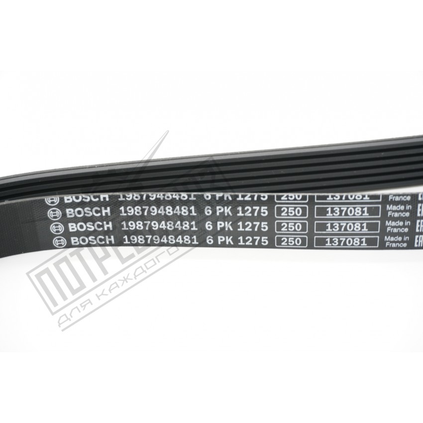 Ремень 6PK1275 привода агрегатов УАЗ ЗМЗ 40904 БЕЗ кондиционера (BOSCH) / 1 987 948 481